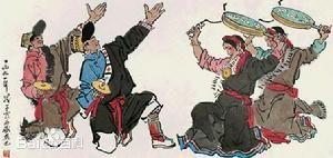  繪畫(huà)作品中的熱巴舞。