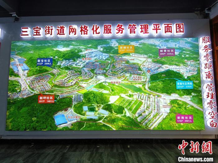 三寶街道網(wǎng)格化服務(wù)管理平面圖。　石小杰 攝